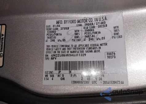 2004 Mercury Mountaineer from USA, damaged, VIN 4M2ZU86WX4UJ11329